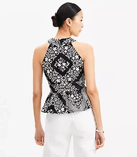 Tiled Crossover Peplum Halter Top