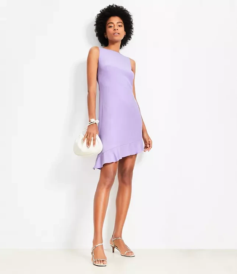 Petite Asymmetrical Ruffle Mini Dress