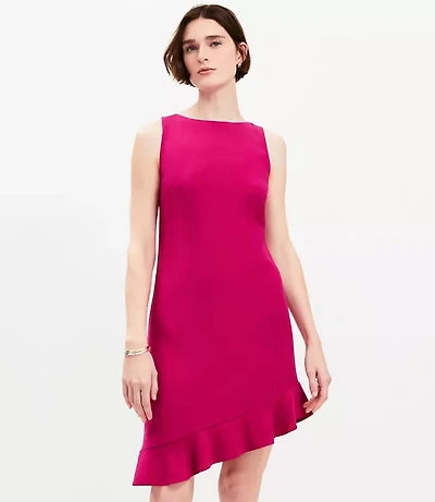 Petite Asymmetrical Ruffle Mini Dress