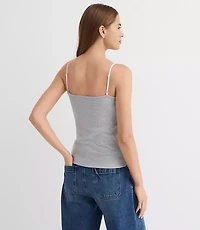Heathered Lace Trim Ribbed Cami