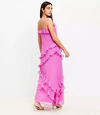 Petite Ruffle Strappy Maxi Dress