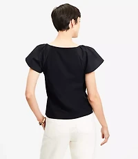 Flutter Sleeve Mixed Media Top