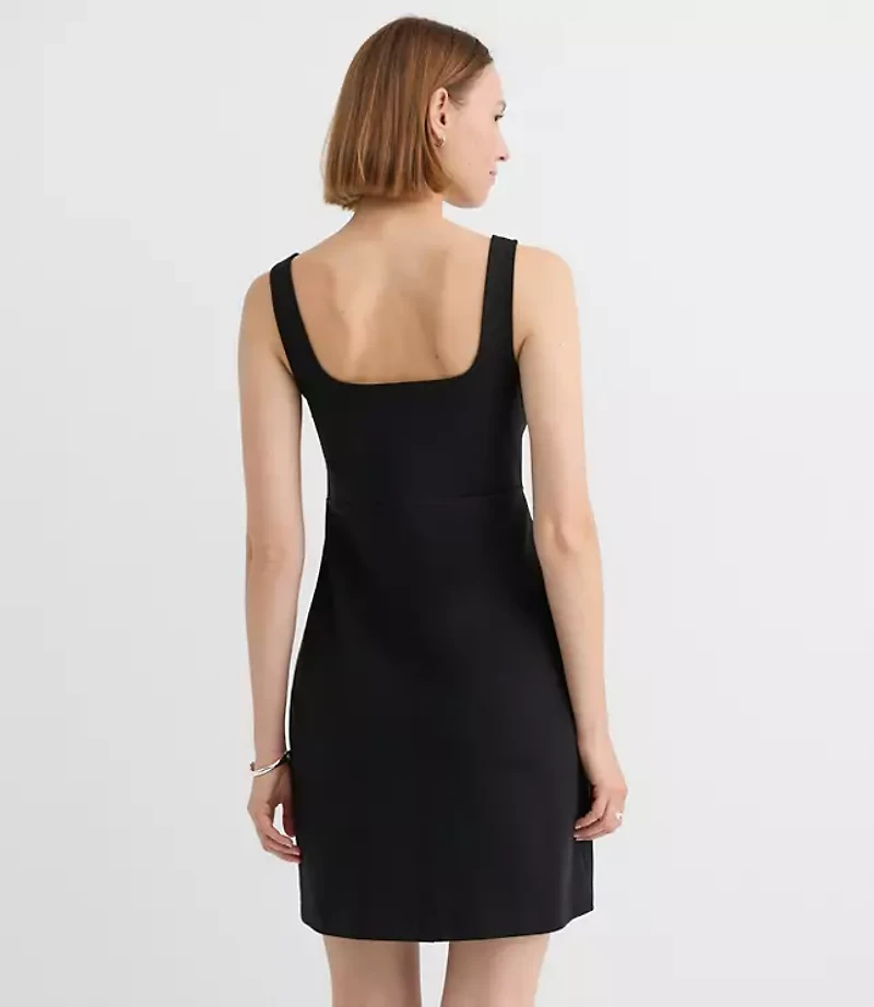 Topstitched Ponte Square Neck Dress