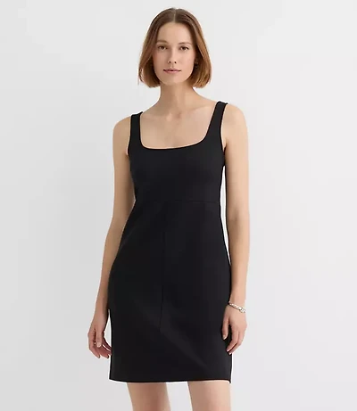 Topstitched Ponte Square Neck Dress