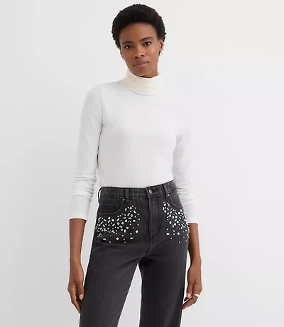 Heathered Jersey Turtleneck Top