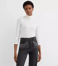 Heathered Jersey Turtleneck Top