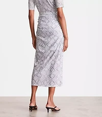 LOFT Versa Snake Print Mesh Ruched Midi Skirt