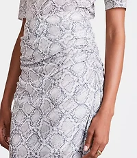 LOFT Versa Snake Print Mesh Ruched Midi Skirt