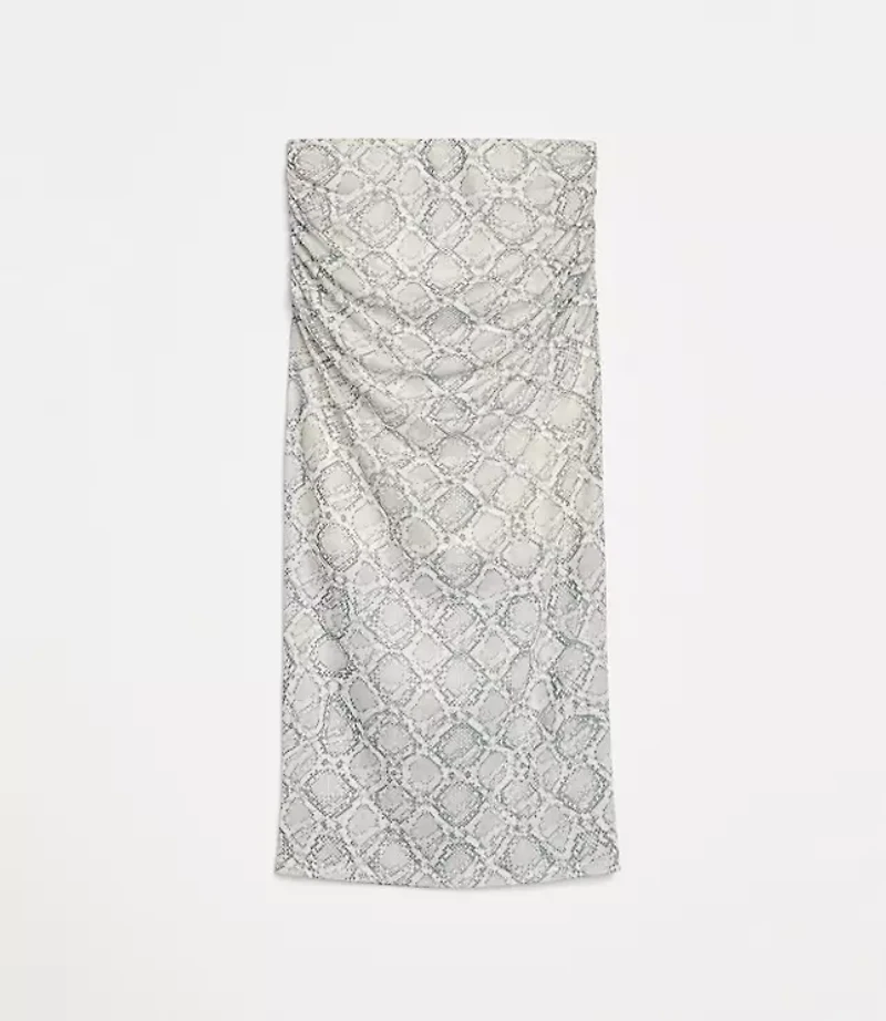 LOFT Versa Snake Print Mesh Ruched Midi Skirt