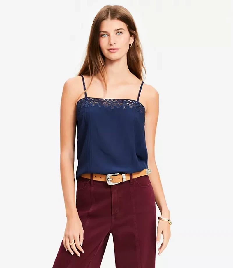 Lace Trim Pintucked Cami