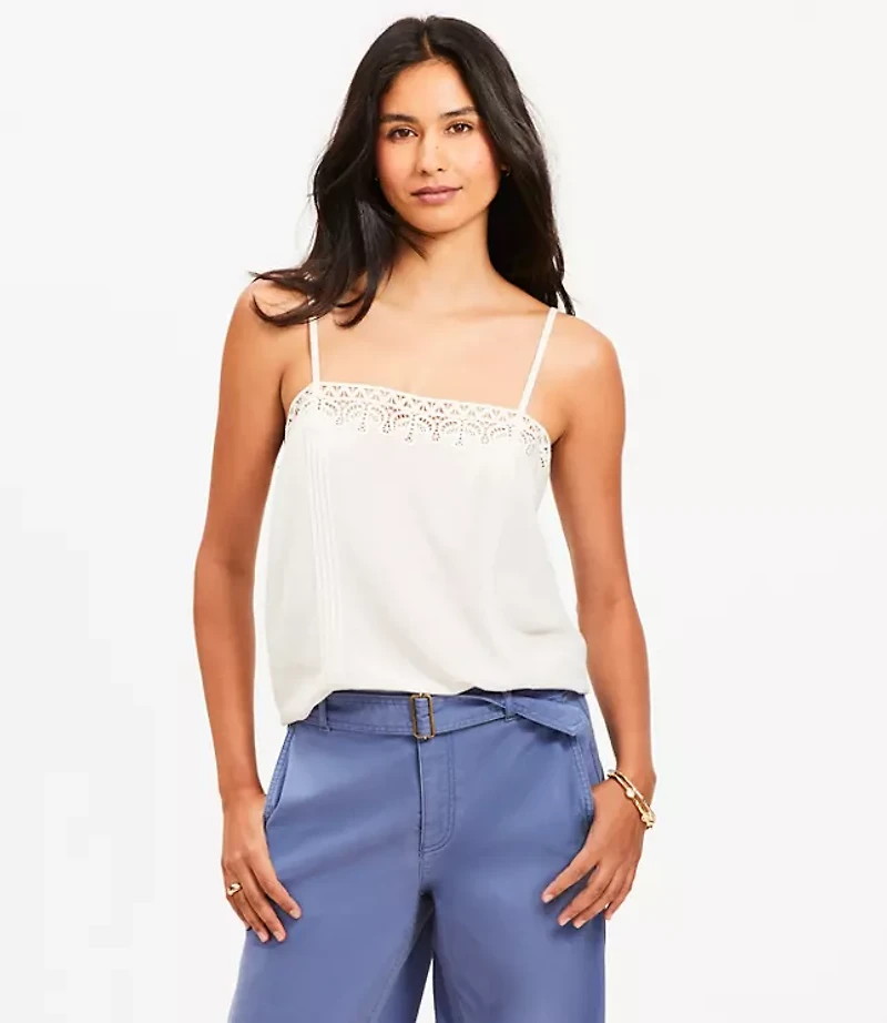 Lace Trim Pintucked Cami