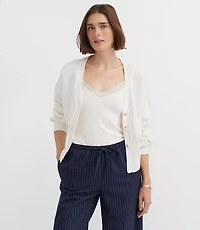 Ribtrim Blouson V-Neck Cardigan