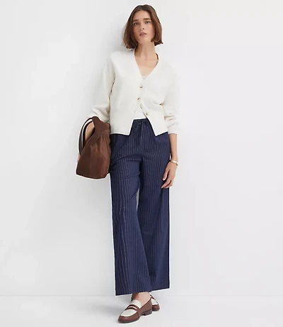 Ribtrim Blouson V-Neck Cardigan