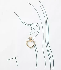Pearlized Open Heart Drop Earrings