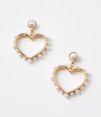 Pearlized Open Heart Drop Earrings