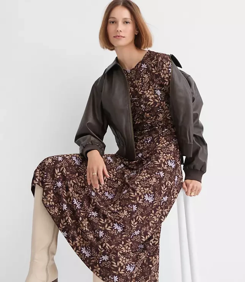 Garden Ruched Bodice Midi Dress