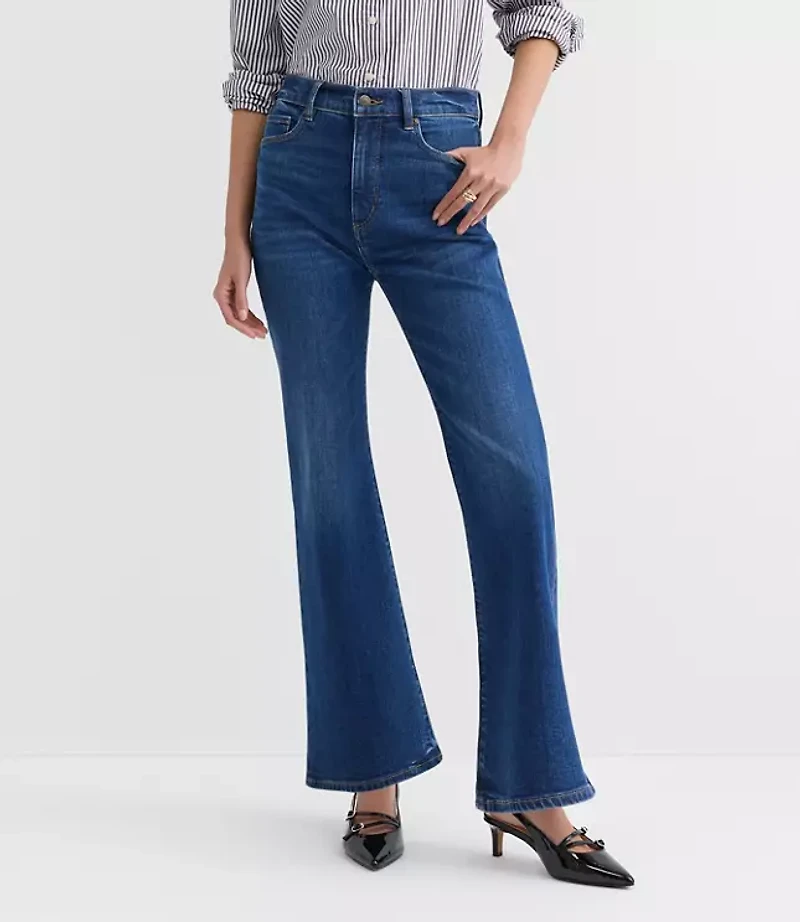 High Rise Relaxed Flare Jeans Medium Wash
