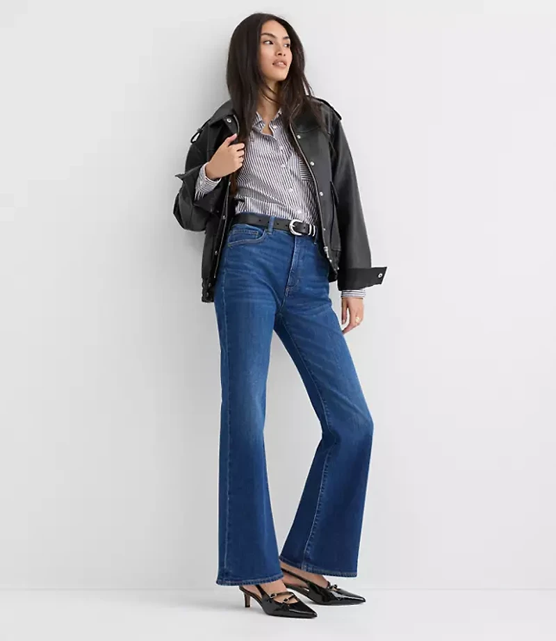 High Rise Relaxed Flare Jeans Medium Wash