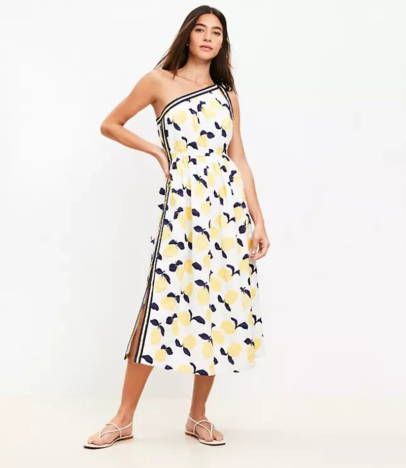 Petite Lemon Tie One Shoulder Midi Dress