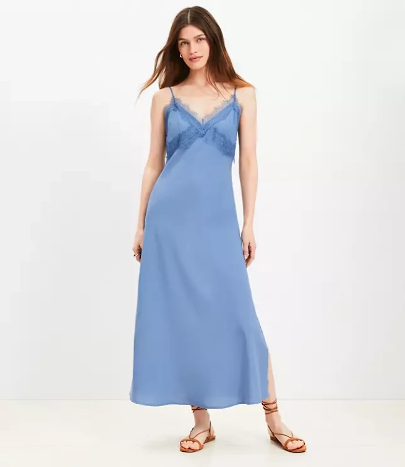 Lace Trim Midi Slip Dress