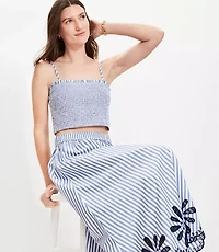 Petite Striped Poplin Smocked Cami