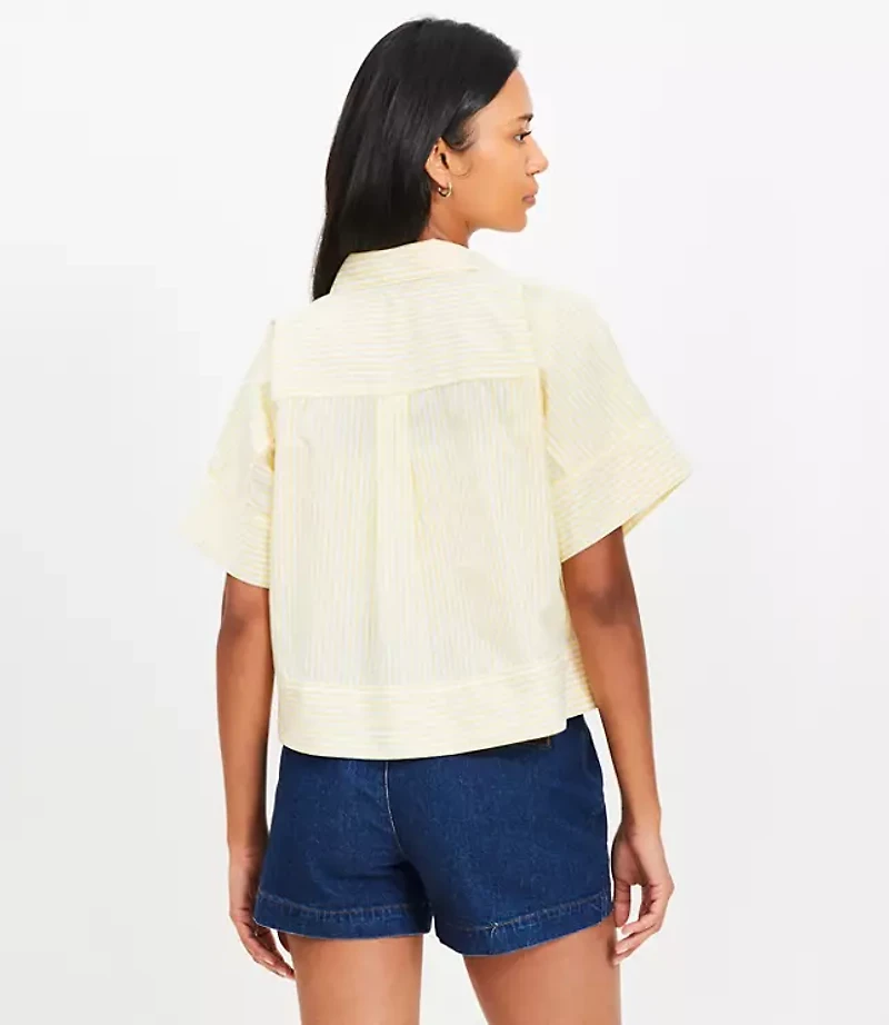Petite Striped Poplin Modern Pocket Top