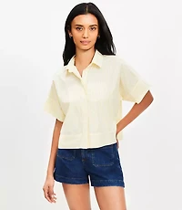 Petite Striped Poplin Modern Pocket Top
