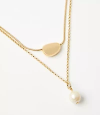 Pearlized Bean Layered Pendant Necklace Set