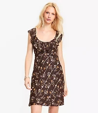 Petite Shimmer Floral Ruffle Mini Dress