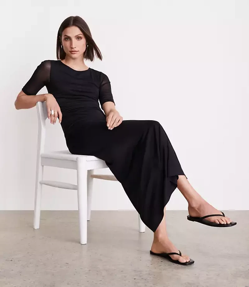 LOFT Versa Stretch Mesh Midi Dress