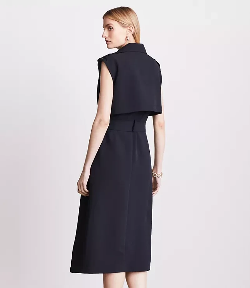 Petite LOFT Versa Crepe Drape Trench Vest