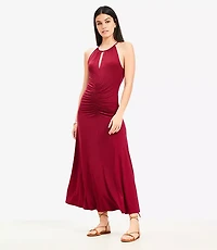 Ruched Midi Halter Dress