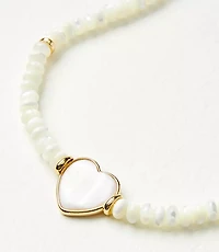 Mother Of Pearl Heart Beaded Statement Necklace