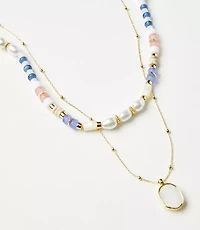 Pearlized Pastel Beaded Layered Necklace Set