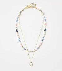 Pearlized Pastel Beaded Layered Necklace Set