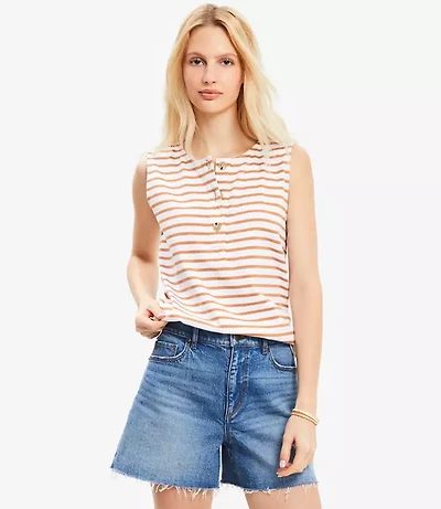 Striped Henley Tank Top