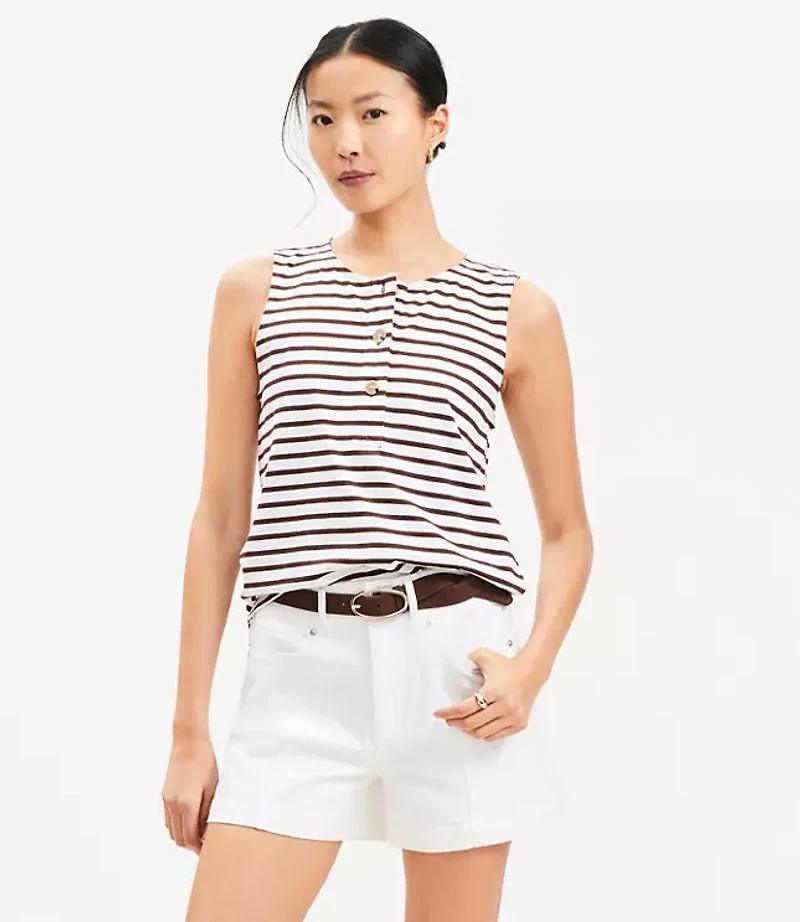 Striped Henley Tank Top