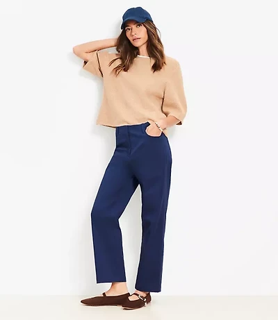Petite Darted Straight Pants Stretch Cotton