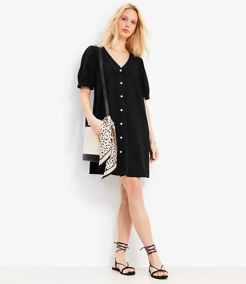 Petite Collared Button Mini Dress