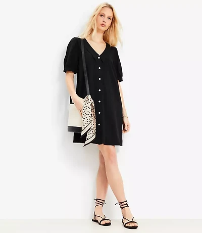 Petite Collared Button Mini Dress