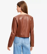 Petite Faux Leather Zip Jacket
