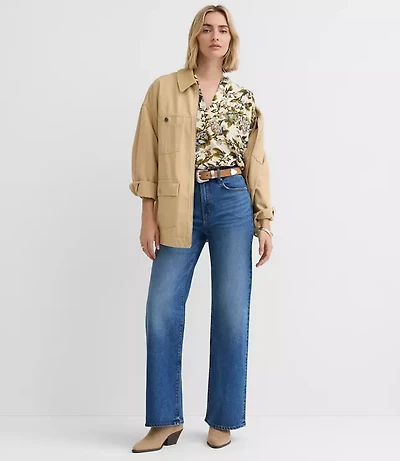 Petite High Rise Wide Leg Jeans Vintage Dark Wash