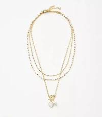 Pearlized Layered Toggle Necklace Set