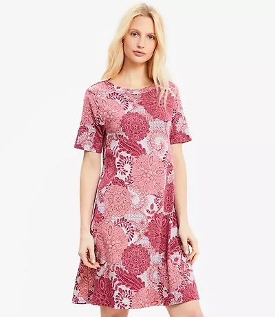 Petite Floral Mini Swing Dress