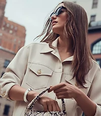 Petite LOFT Versa Crepe Drape Trucker Jacket