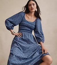 Petite Garden Clip Smocked Midi Dress