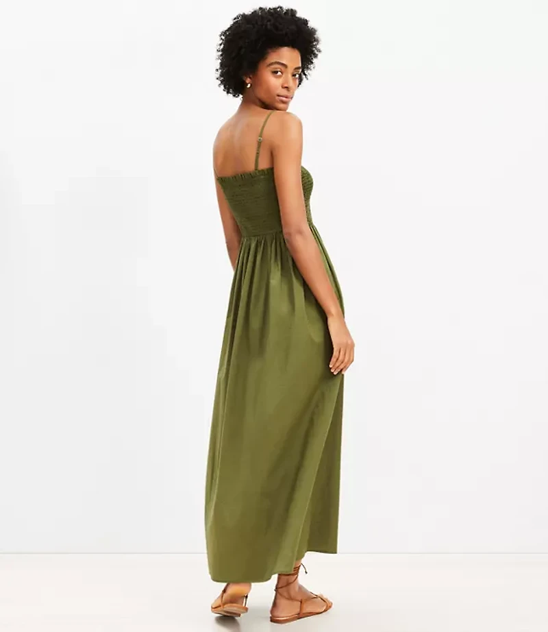 Petite LOFT Smocked Cami Maxi Pocket Dress