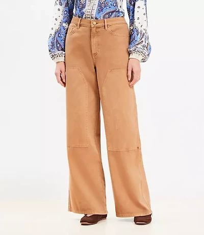 Curvy Wide Leg Carpenter Pants Twill
