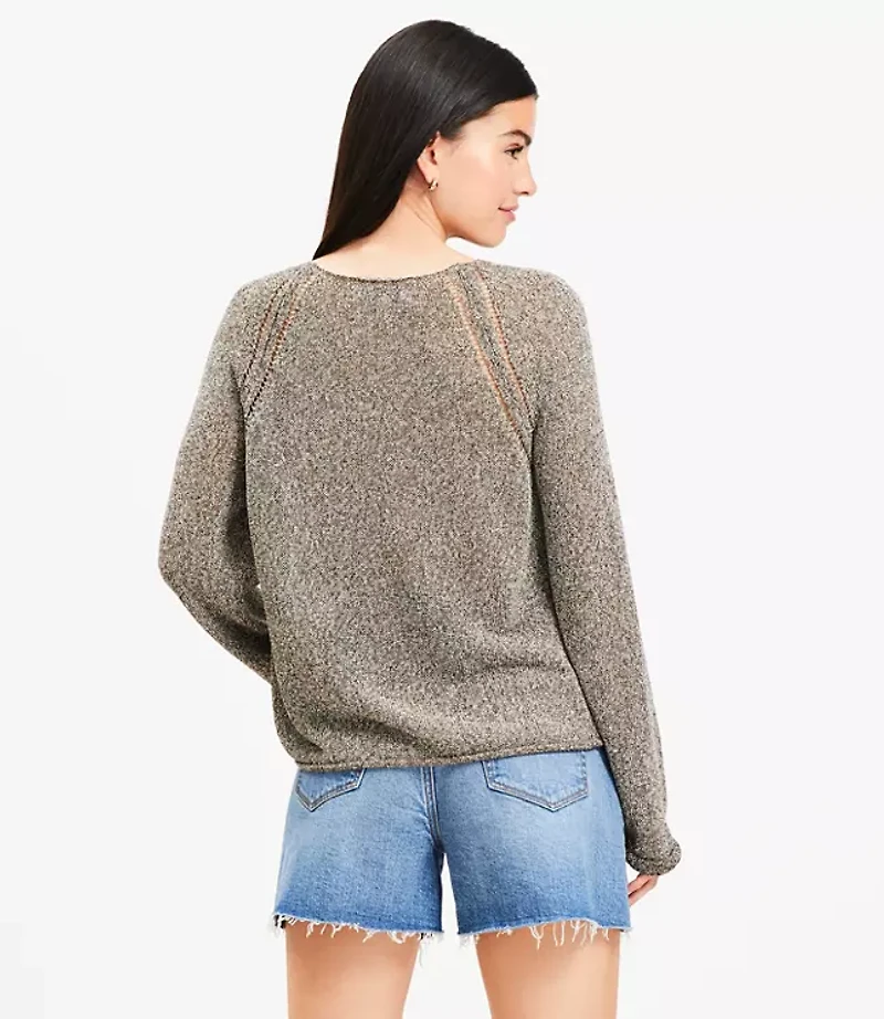 Marled Pointelle Raglan Sweater