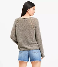 Marled Pointelle Raglan Sweater